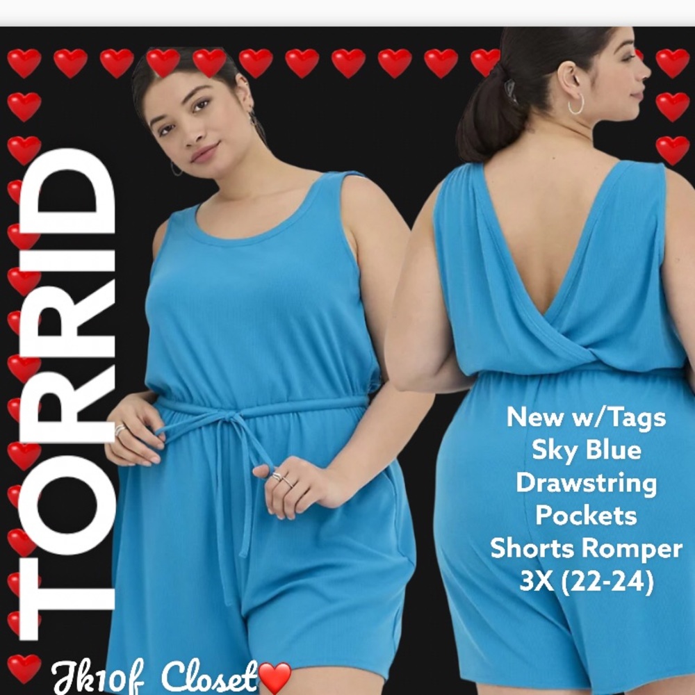LOWEST🌺  NWT TORRID 3X DRAWSTRING WAIST SOFT SHORTS ROMPER - Picture 8 of 14